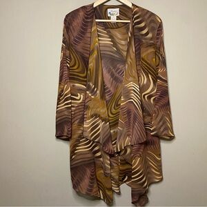 FreeStyle Original Collection Open Front Duster Women 1X Brown Tan Metallic